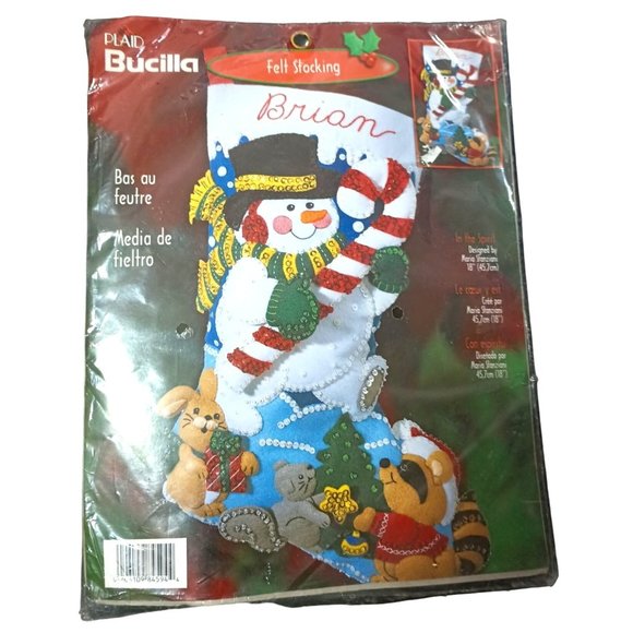 Bucilla Felt Stocking Kit Frosty "In the Spirit" Vintage NOS New Christmas Craft - Picture 1 of 7